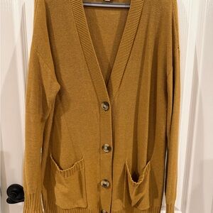 LOFT Mustard Button-Up Cardigan